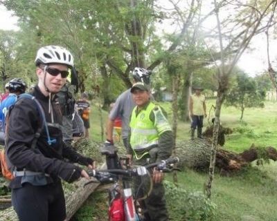 Richard Edwards Cycling on the  tour with redspokes